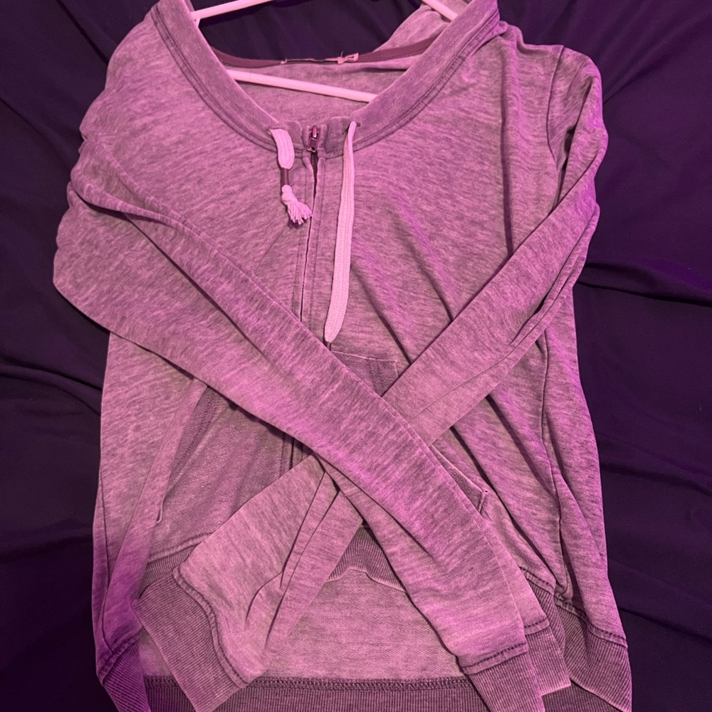 Chance or Fate Gray Polo Collar Long Sleeve Hoodie